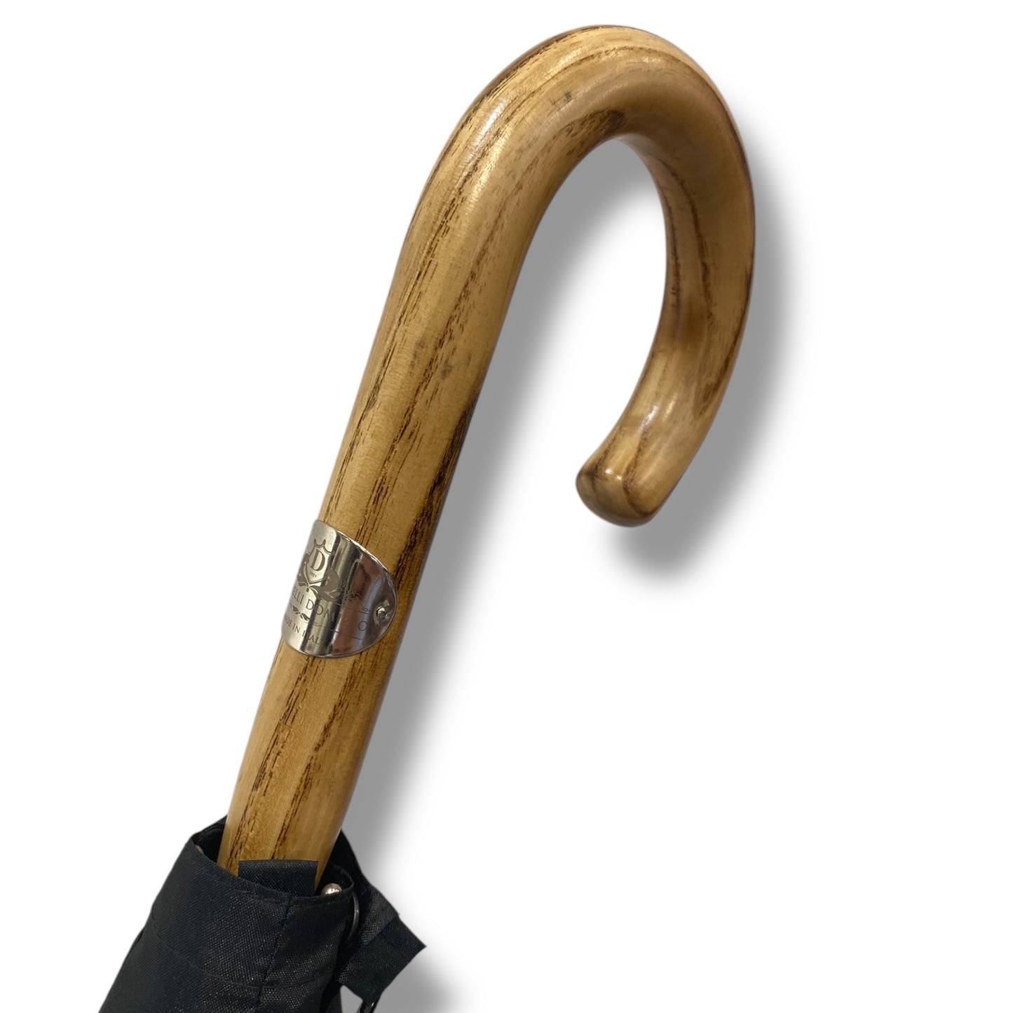 Ombrello Hickory biondo, tessuto nero  lavorazione artigianale Ombrelli Domizio dal 1989