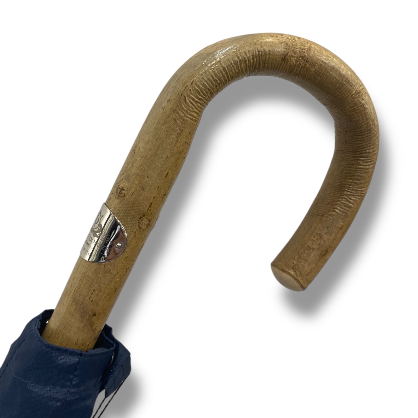 Ombrello classico uomo Bastone intero in legno di Frassino puntale in corno colore blu scuro