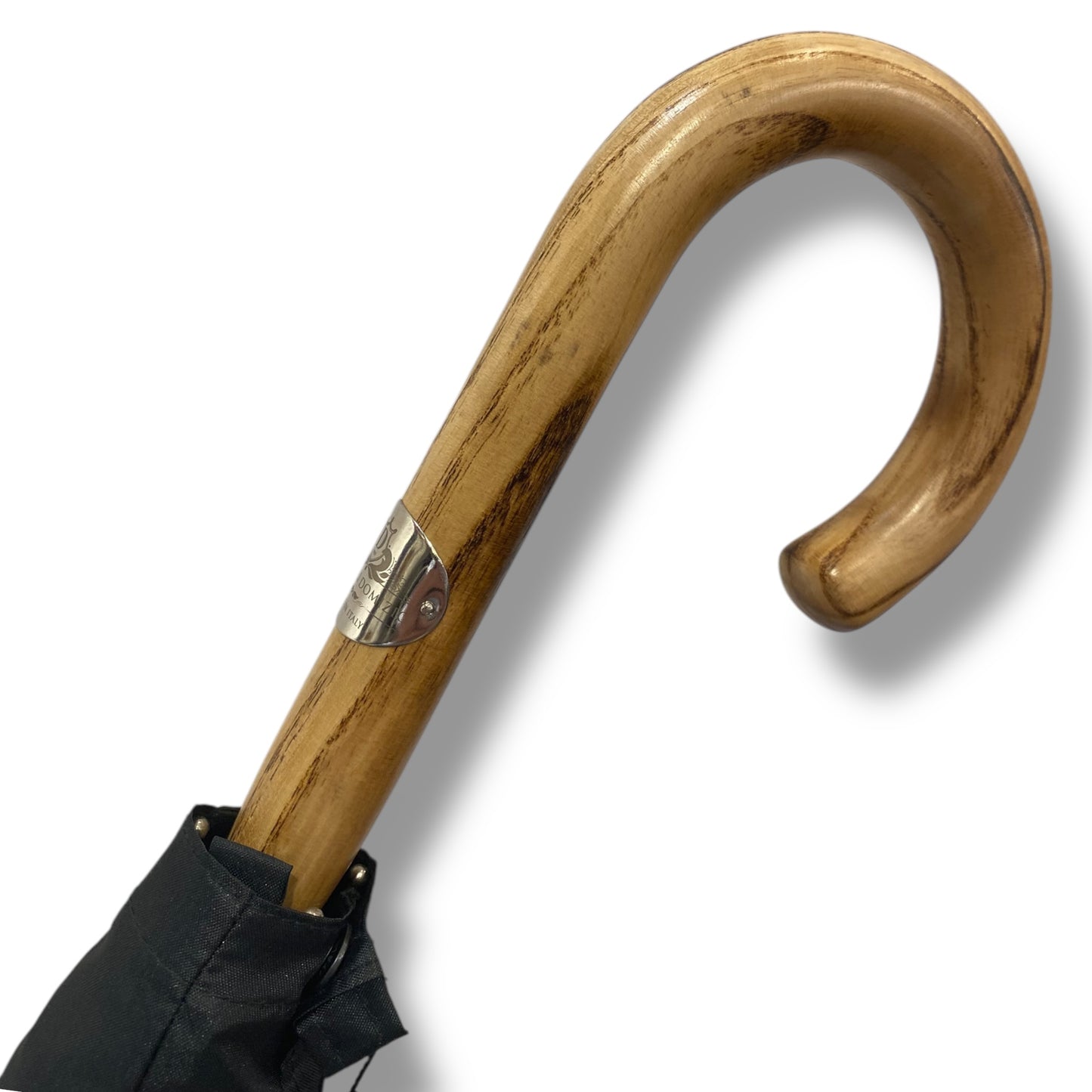 Ombrello Hickory biondo, tessuto nero  lavorazione artigianale Ombrelli Domizio dal 1989
