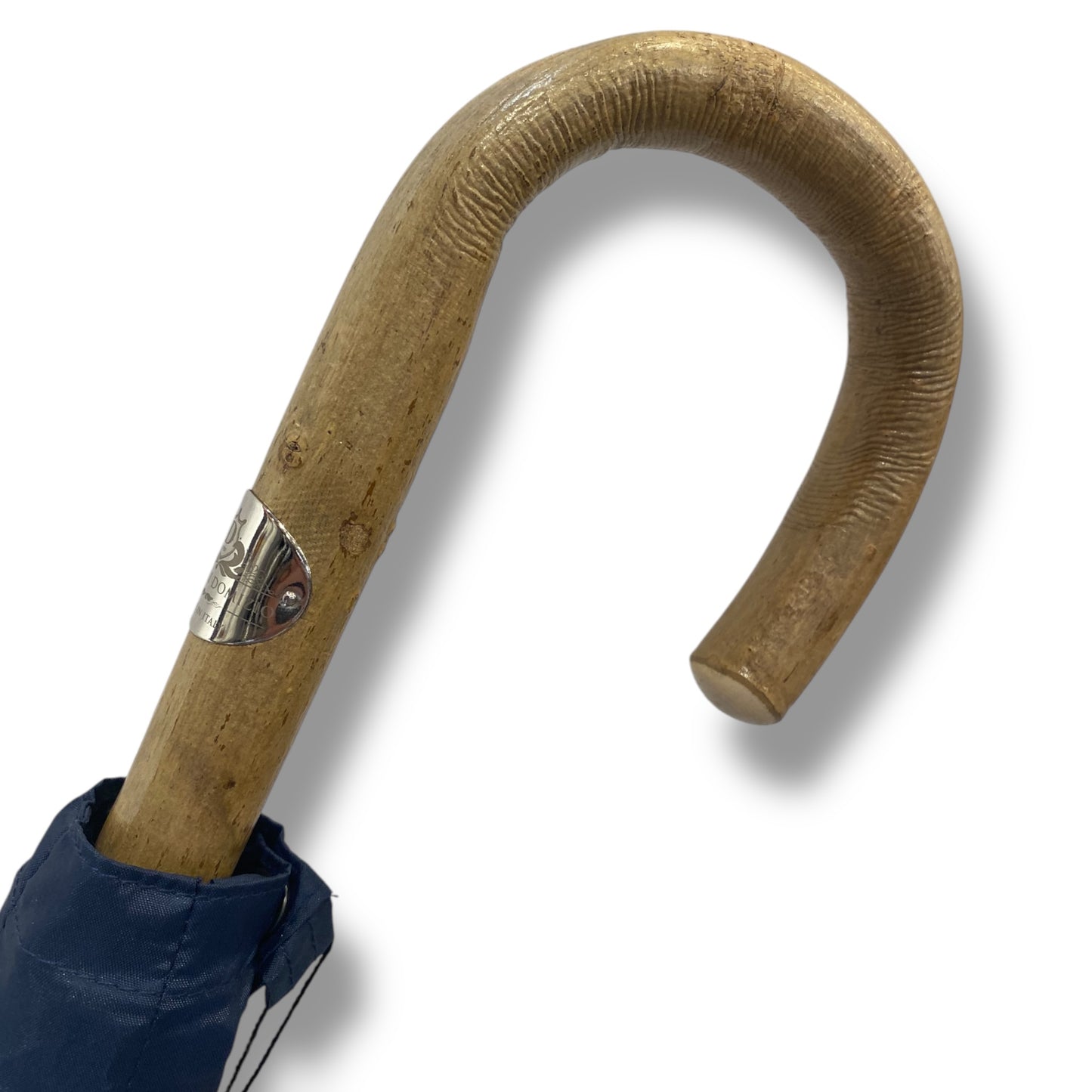 Ombrello classico uomo Bastone intero in legno di Frassino puntale in corno colore blu scuro