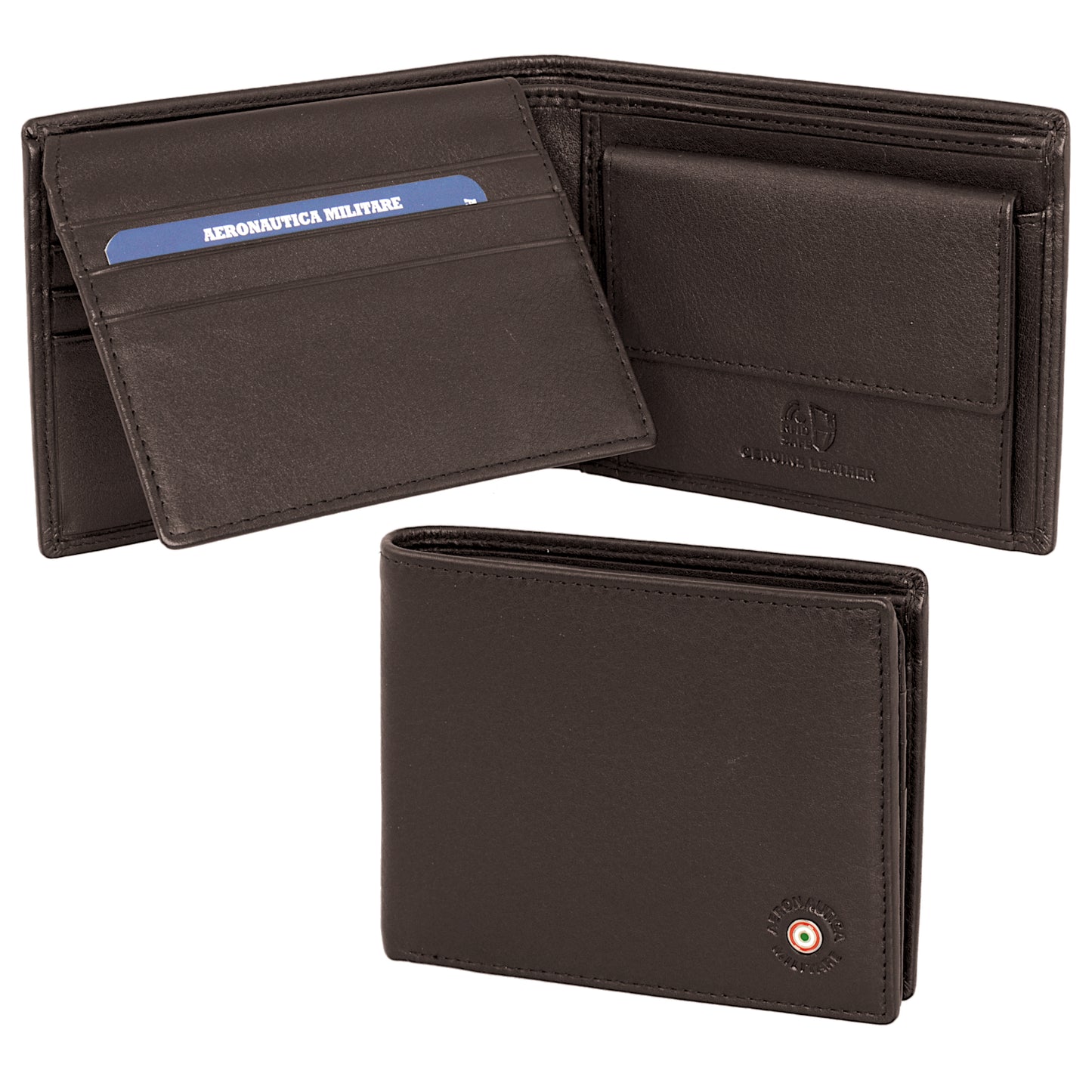 Plate leather wallet with coin holder and divider AM 134