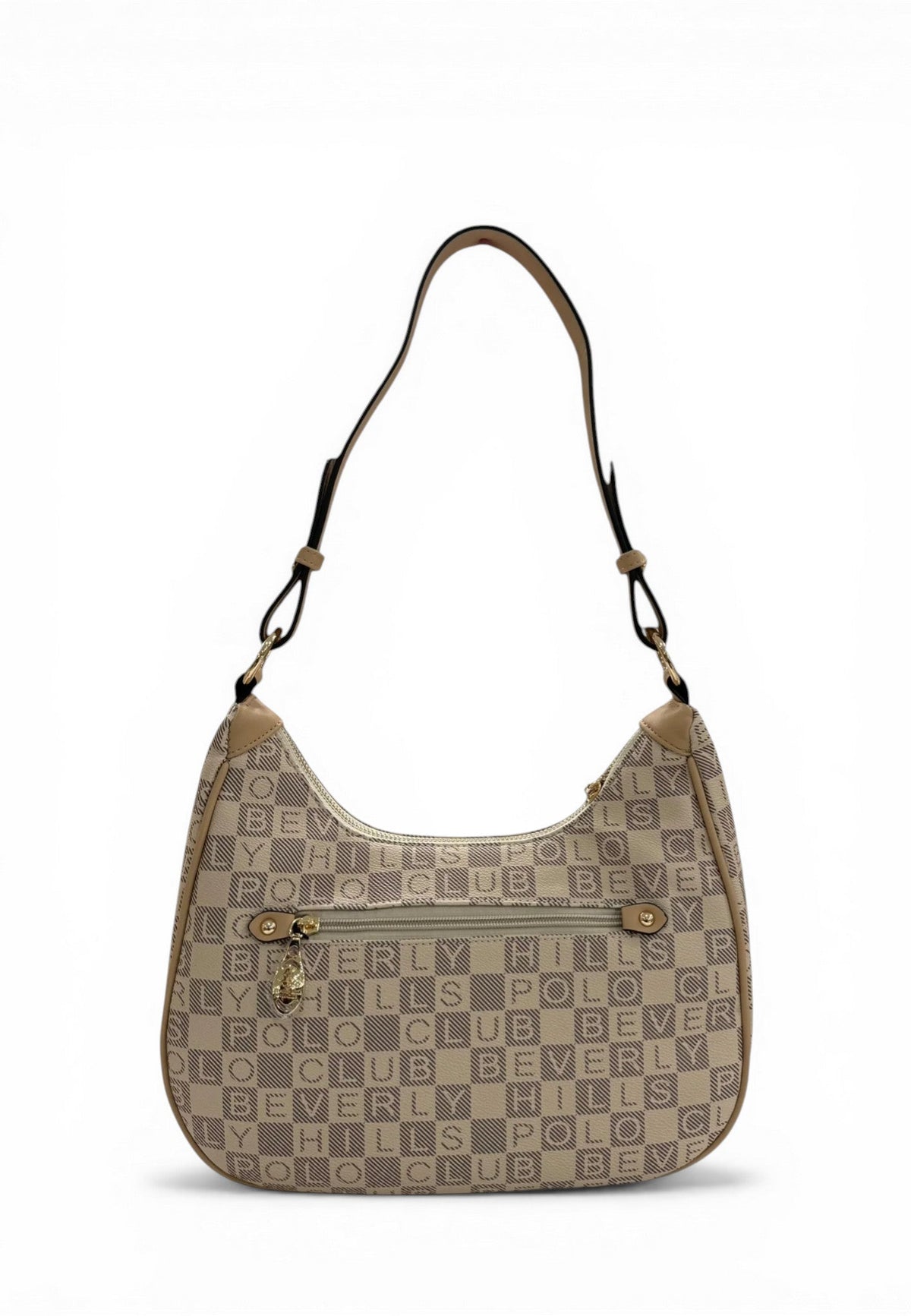 BORSA A SPALLA DONNA BEVERLY HILLS POLO CLUB BH-4533 BEIGE STAMPA - Pelletteria Domizio