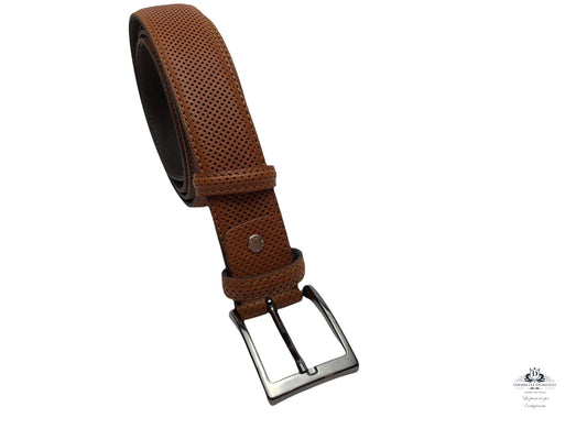 Pressed leather belt Honeycomb col. Artisanal Made in Italy leather
