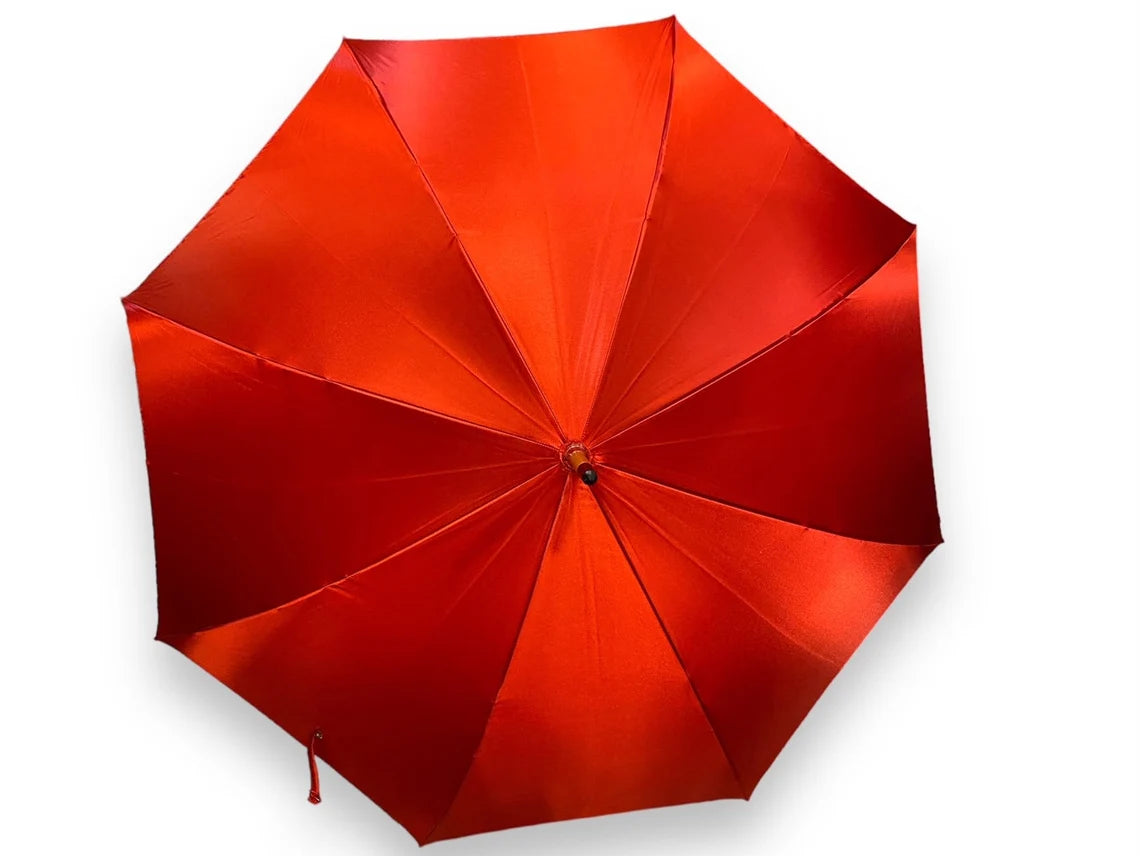 Ombrello Donna manico in vetroresina testina di Gazzella colore Rosso lucido l