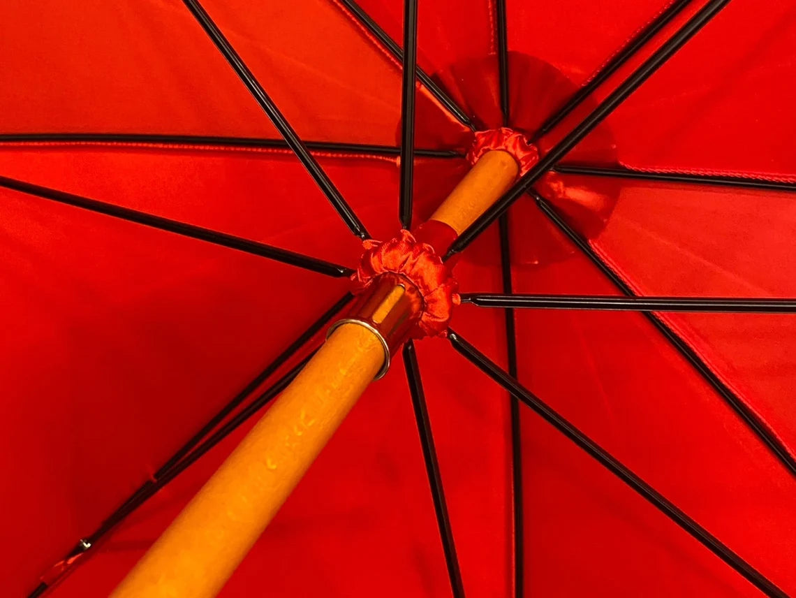 Ombrello Donna manico in vetroresina testina di Gazzella colore Rosso lucido l