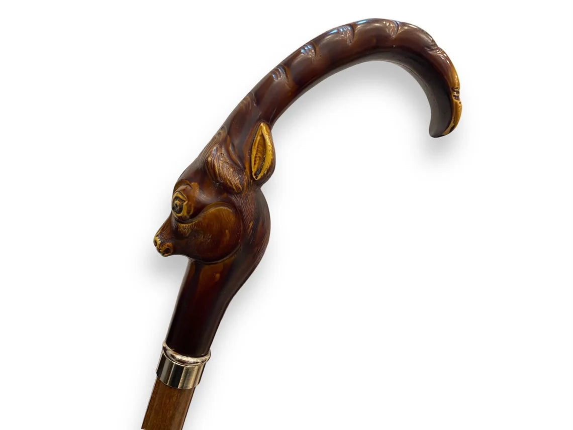 Ombrello Donna manico in vetroresina testina di Gazzella colore Rosso lucido l