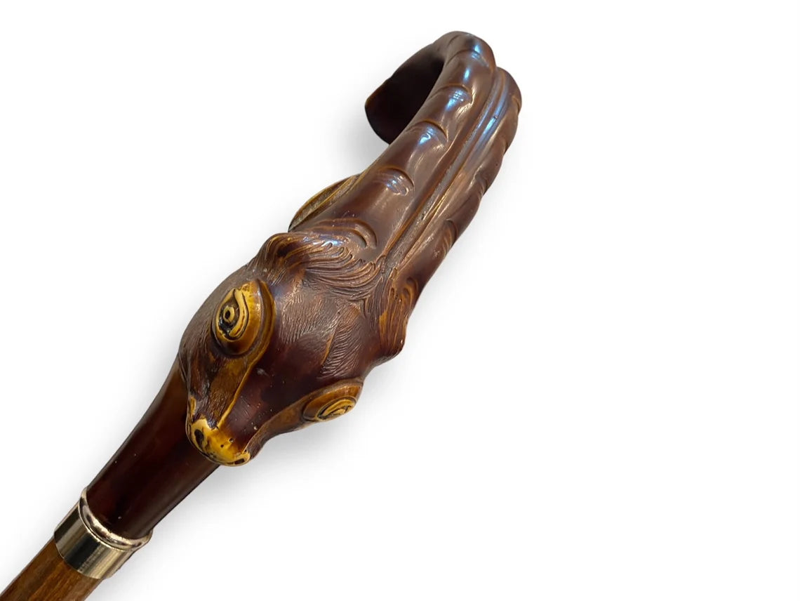 Ombrello Donna manico in vetroresina testina di Gazzella colore Rosso lucido l