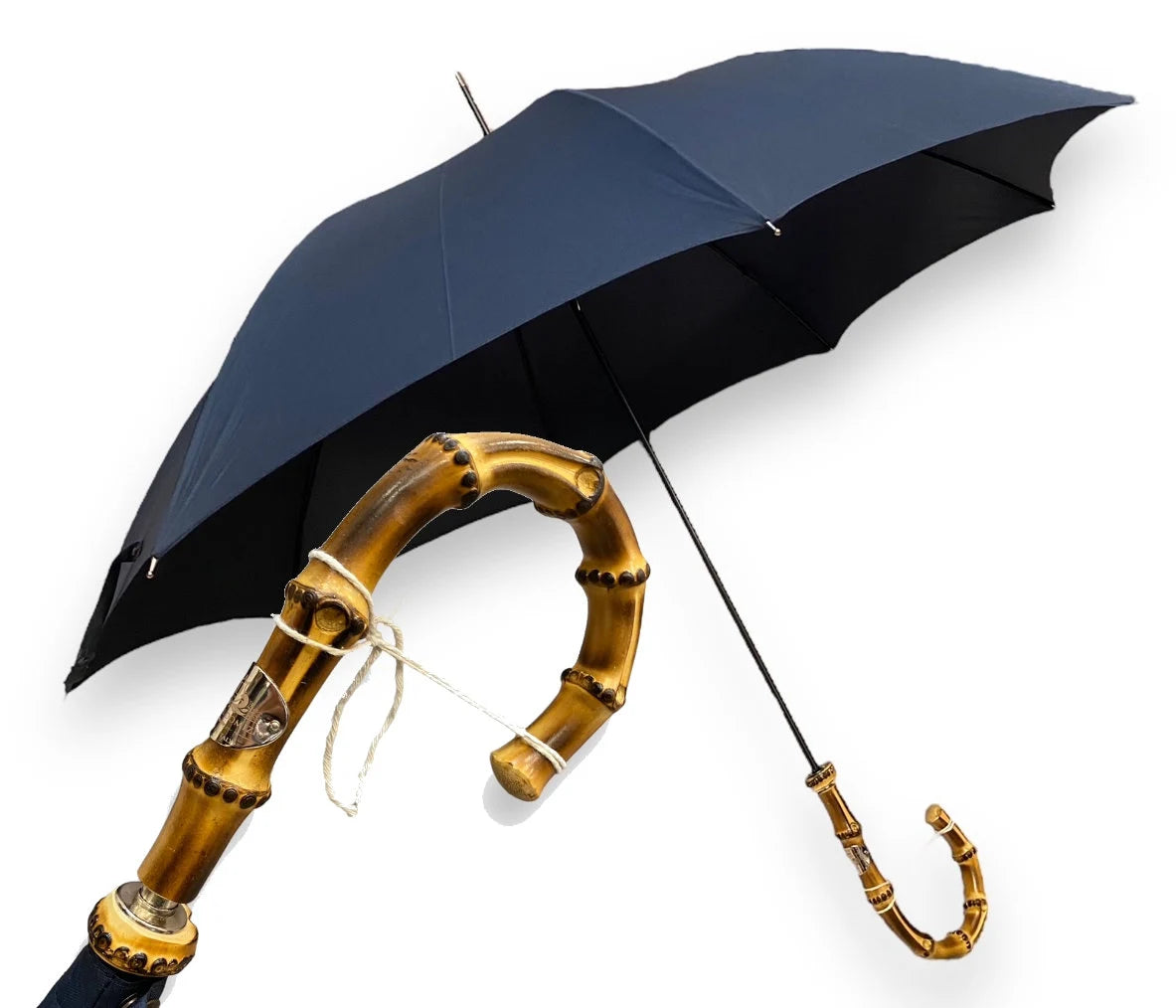 Ombrello Uomo classico modello Spillo manico in Canna di Bambù colore blu