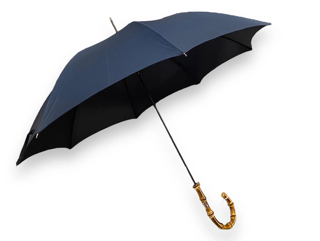 Ombrello Uomo classico modello Spillo manico in Canna di Bambù colore blu