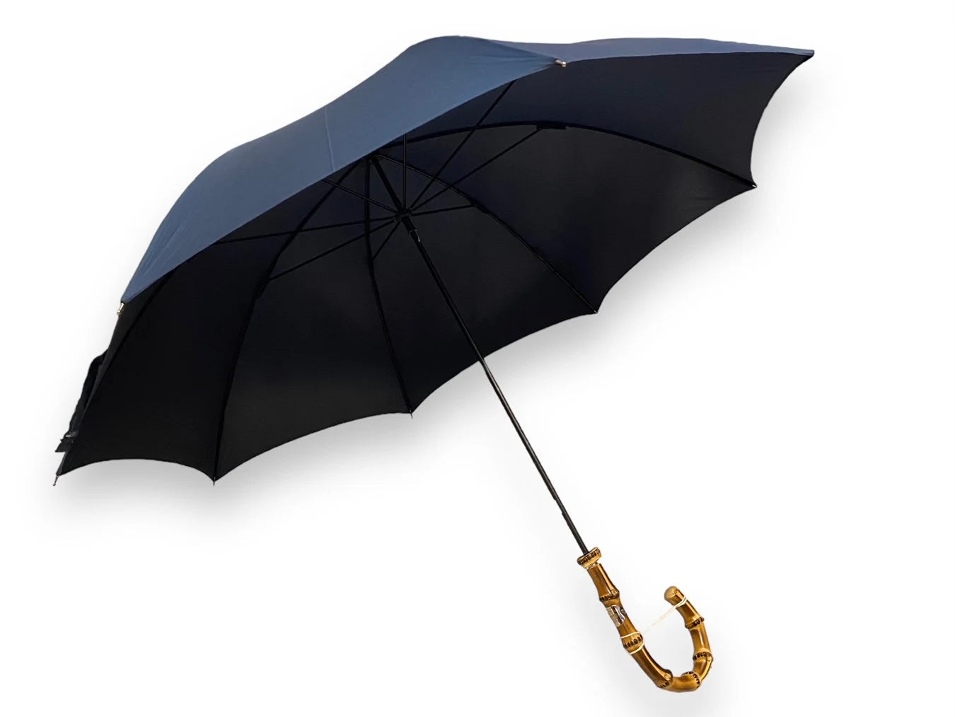 Ombrello Uomo classico modello Spillo manico in Canna di Bambù colore blu