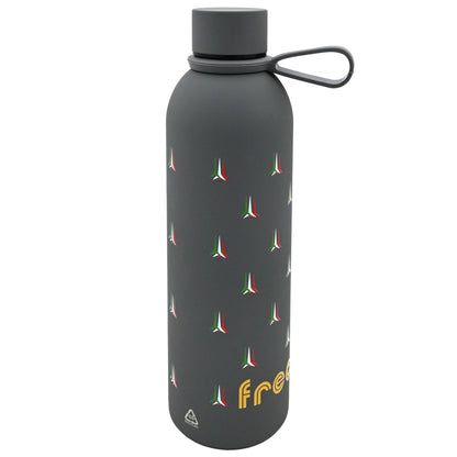 BORRACCIA IN ACCIAIO INOX GRIGIA SOFT TOUCH DOPPIA PARETE 500 ML TEXTURE FRECCE TRICOLORI art. AMFT0931GR
