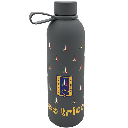 BORRACCIA IN ACCIAIO INOX GRIGIA SOFT TOUCH DOPPIA PARETE 500 ML TEXTURE FRECCE TRICOLORI art. AMFT0931GR