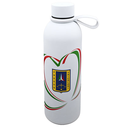 BORRACCIA IN ACCIAIO INOX BIANCA SOFT TOUCH DOPPIA PARETE 500 ML FRECCE TRICOLORI art. AMFT0931BI