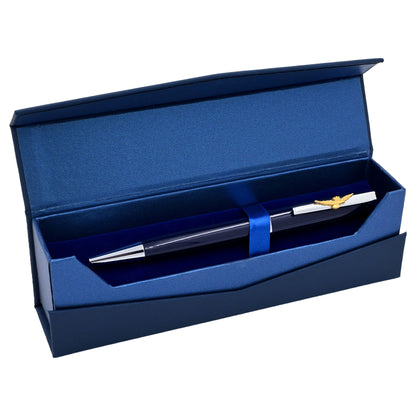 PENNA A SFERA BLU NAVY IN METALLO AERONAUTICA MILITARE IN ASTUCCIO RIGIDO art. AM0820