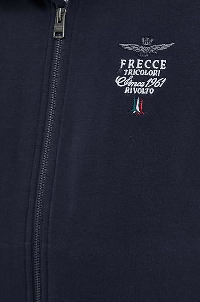 Aeronautica Militare Felpa Girocollo Frecce Tricolori Full-Zip Ricamata Blu Navy