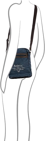 Avirex, 140506 Borsello da uomo grande con tracolla e dettagli in vera pelle - Blu CNV0H