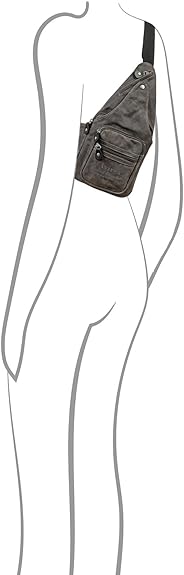 Avirex, Monospalla con Tracolla Regolabile, in Canvas Spalmato con Dettagli in Ecopelle, Borsa Monospalla da Uomo, Collezione Pasadena, Grigio PSD20