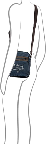 Avirex, 140506 Borsello da uomo medio con tracolla e dettagli in vera pelle -Blu CNV0I-500