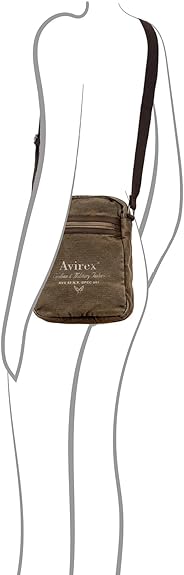 Avirex, 140506 Borsello da uomo grande con tracolla e dettagli in vera pelle - Verde CNV0H
