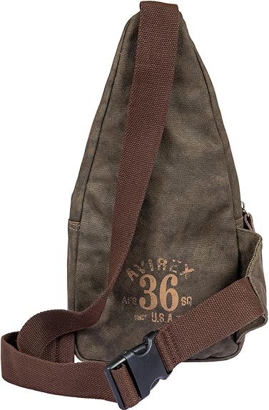 Avirex, Monospalla con Tracolla Regolabile, in Canvas Spalmato con Dettagli in Ecopelle, Borsa Monospalla da Uomo, Collezione Pasadena, Verde PSD20