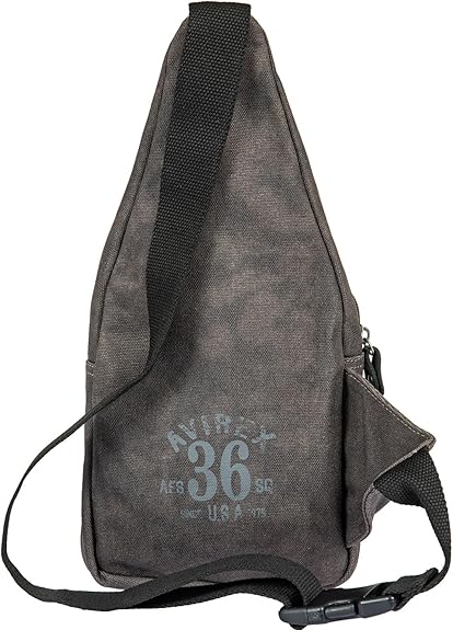 Avirex, Monospalla con Tracolla Regolabile, in Canvas Spalmato con Dettagli in Ecopelle, Borsa Monospalla da Uomo, Collezione Pasadena, Grigio PSD20