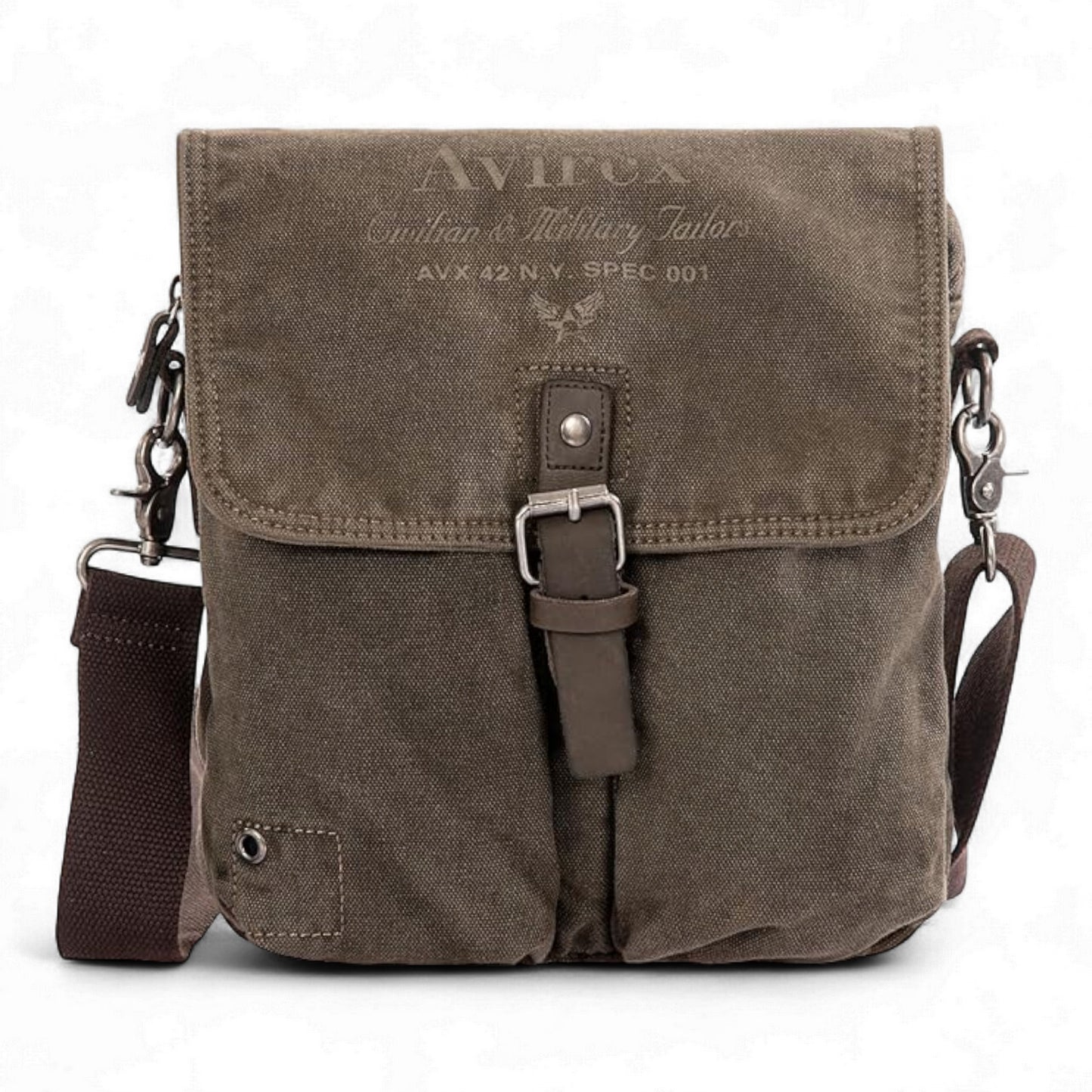 Avirex, 140506 Borsello da uomo grande con tracolla e finiture in vera pelle Verde CNV0C