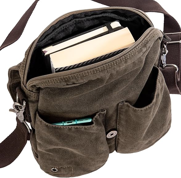 Avirex, 140506 Borsello da uomo grande con tracolla e finiture in vera pelle Verde CNV0C