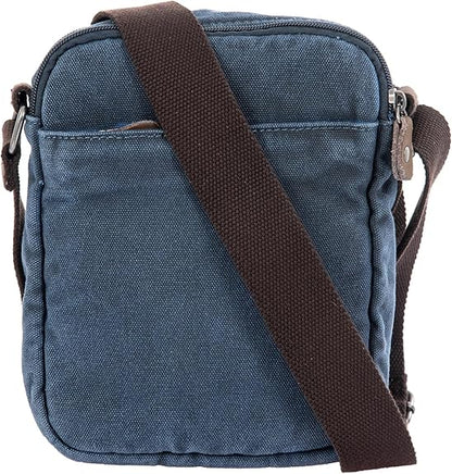 Avirex, 140506 Borsello da uomo medio con tracolla e dettagli in vera pelle -Blu CNV0I-500