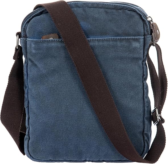 Avirex, 140506 Borsello da uomo grande con tracolla e dettagli in vera pelle - Blu CNV0H