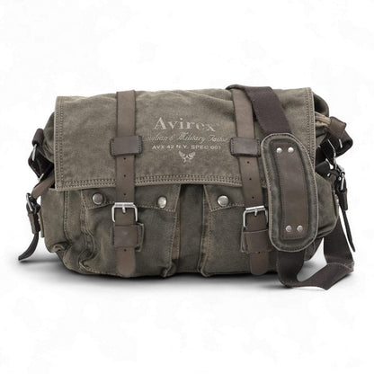 Avirex, 140506 Messenger in Canvas con dettagli in pelle Verde CNV0E