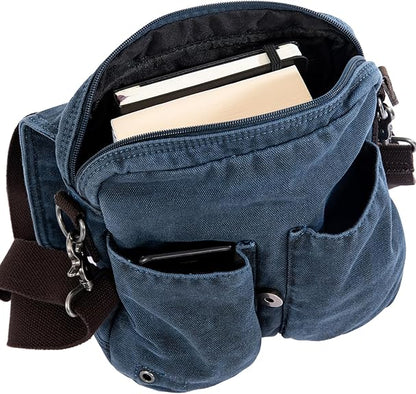 Avirex, 140506 Borsello da uomo grande con tracolla e finiture in vera pelle Blu CNV0C