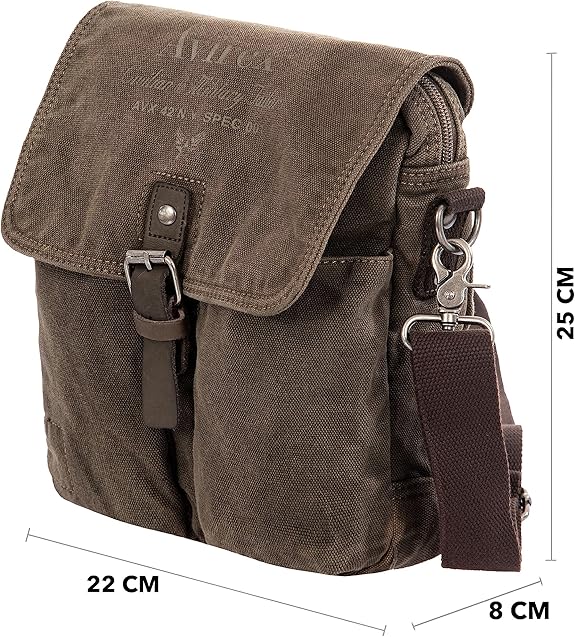 Avirex, 140506 Borsello da uomo grande con tracolla e finiture in vera pelle Verde CNV0C