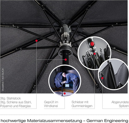 Ombrello tascabile Knirps T.400 Duomatic Uni - apertura e chiusura automatica - antivento - nero