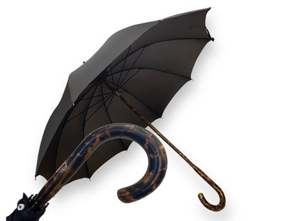 Full stick umbrella made of hickory wood 10 ribs "brindle" craftsmanship Domizio umbrellas since 1989