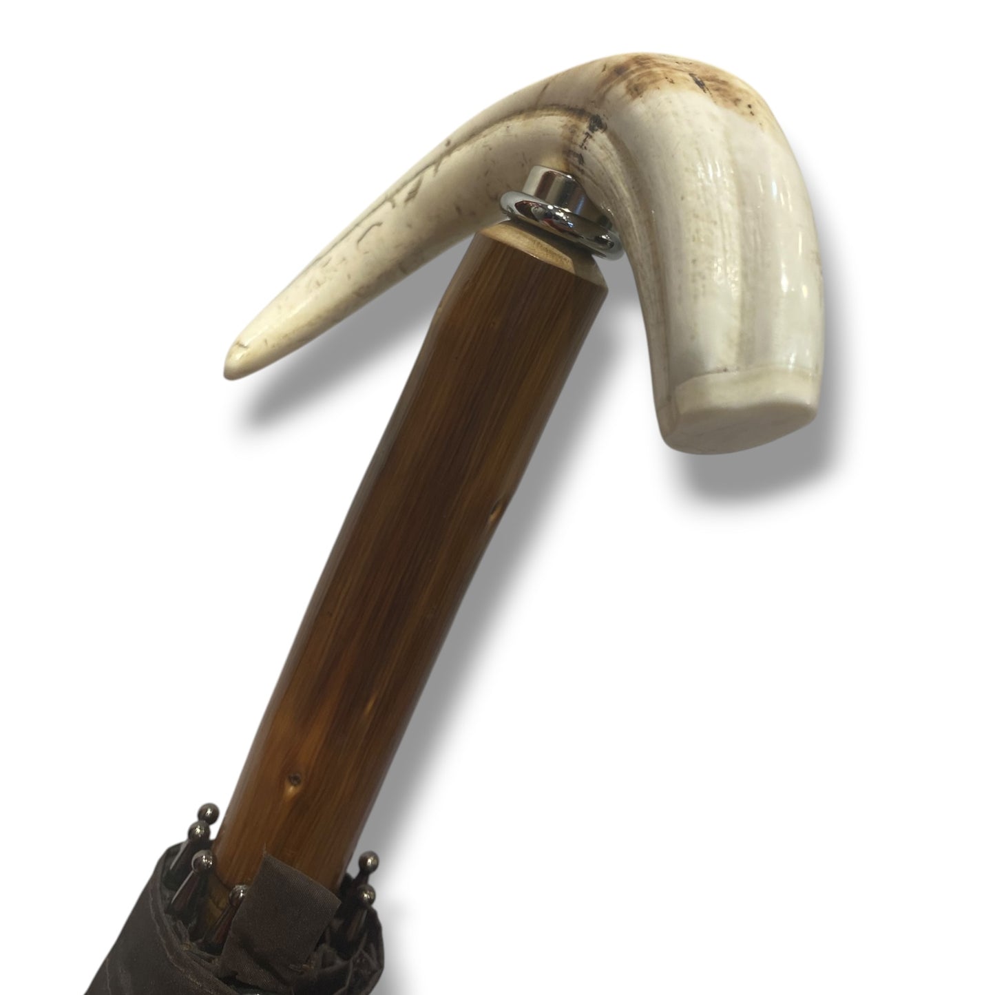 Ombrello manopola Dente di Facocero bastone in Castagno 10 Stecche in Fibra lavorazione artigianale Ombrelli Domizio dal 1989 Made in Italy