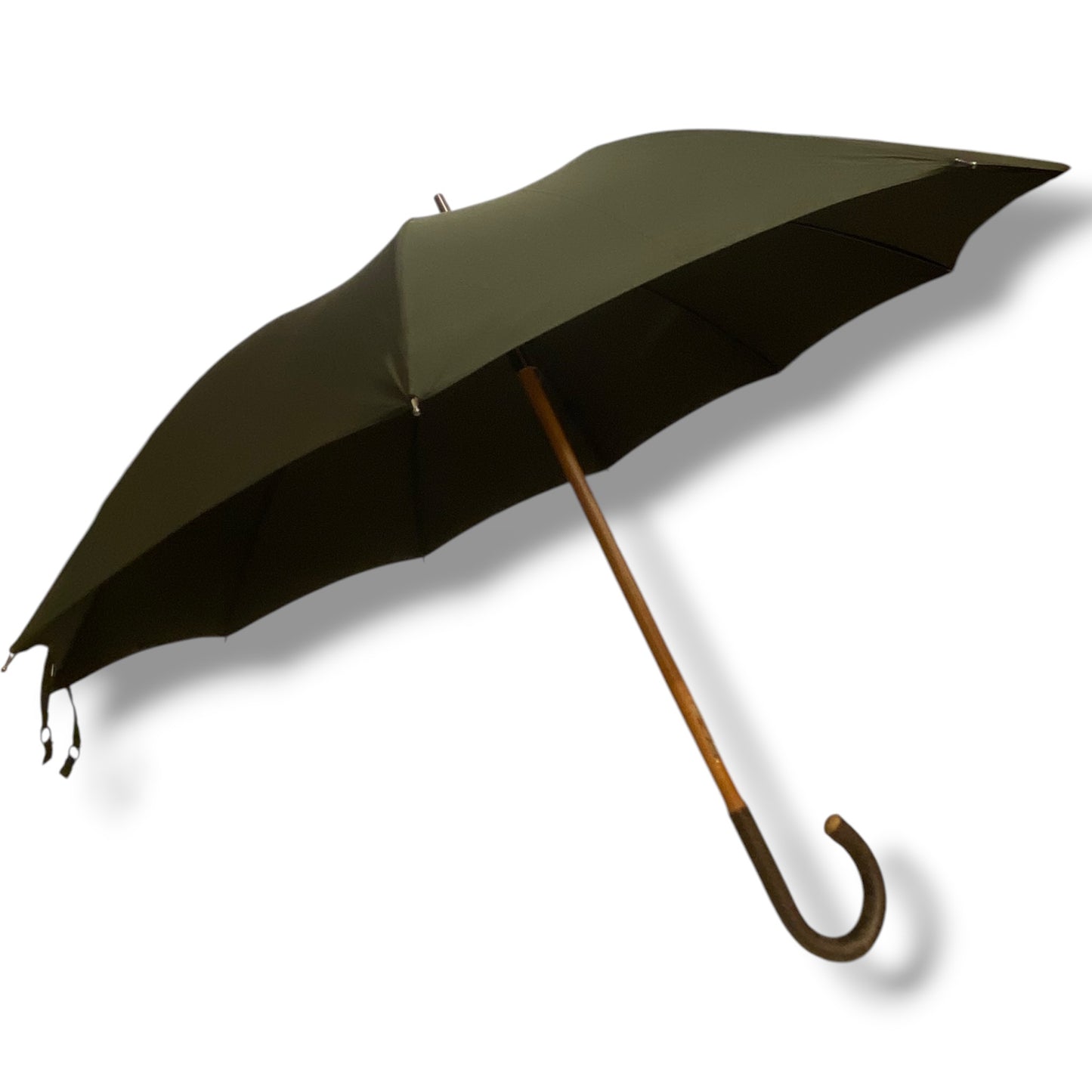 Regenschirm mit Bambusgriff auf einem Schwanenhalsstiel mit 10 Streben. Handgefertigt von Ombrelli Domizio seit 1989. Hergestellt in Italien.