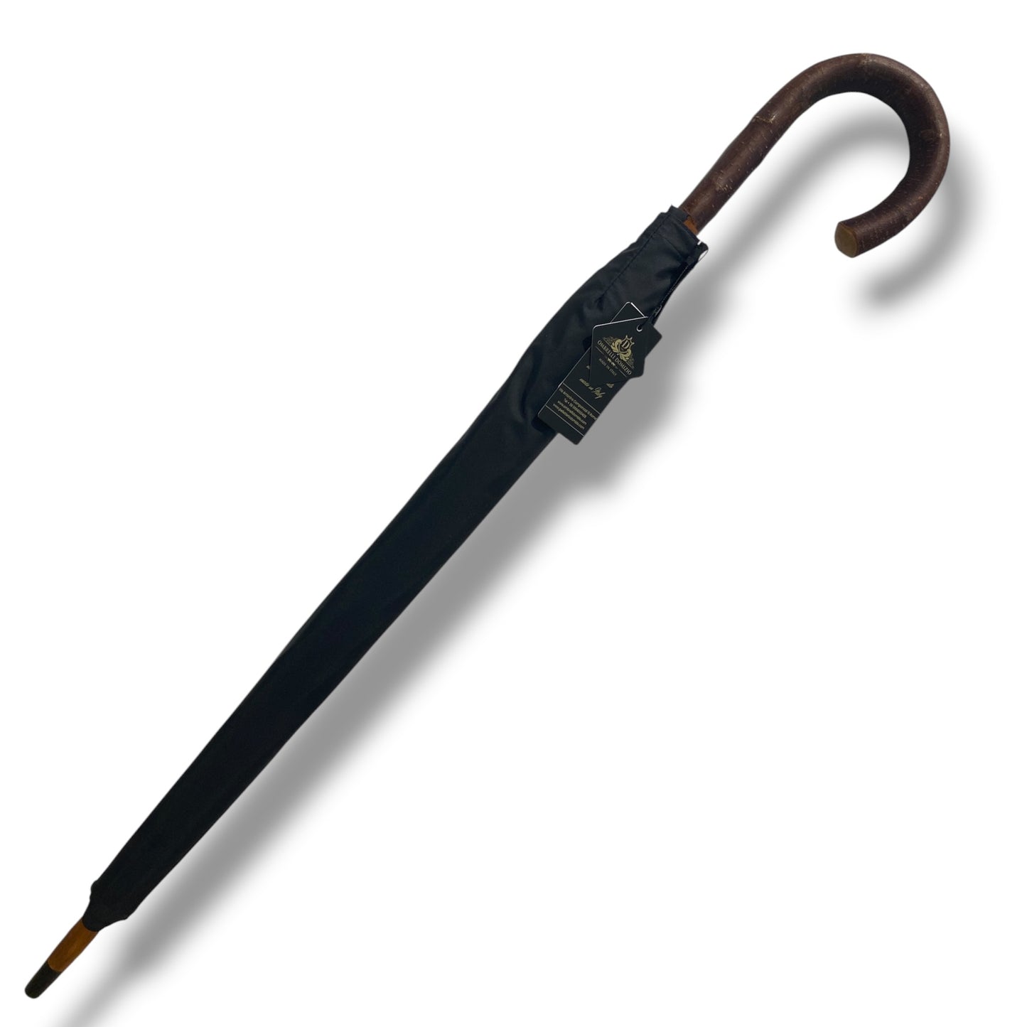 Ombrello manico in legno di Ciliegio montato a collo d’oca asta  10 Stecche lavorazione Artigianale Ombrelli Domizio dal 1989 Made in Italy