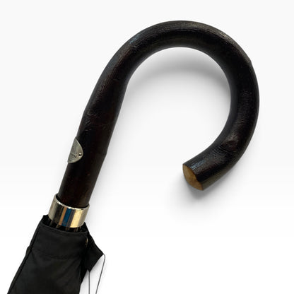 Ombrello uomo Classico manico in legno di Castagno 10 stecche -Nero)