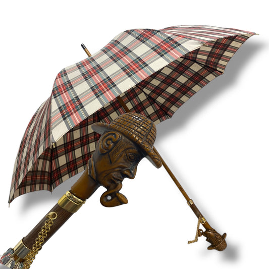 Ombrello Classico manico in vetroresina effetto legno Sherlock Holmes lavorazione artigianale Ombrelli Domizio