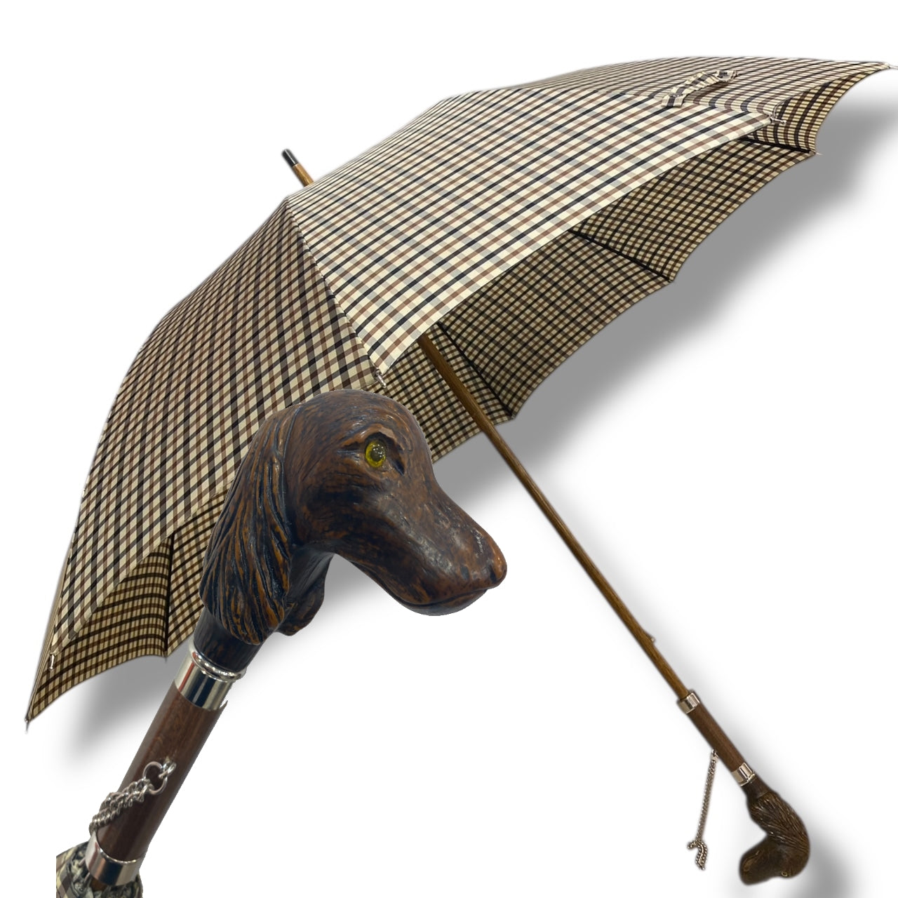 Ombrello classico Manopola in vetroresina con testina cane coker,10 Stecche Lavorazione artigianale Ombrelli Domizio dal 1989 Made in Italy