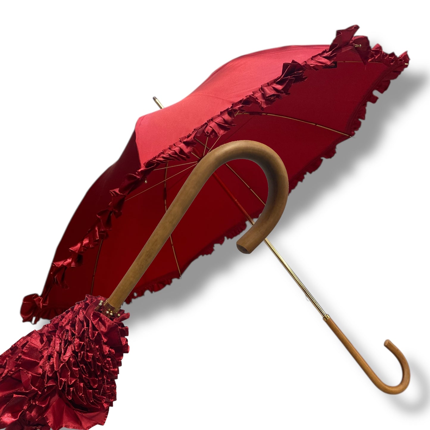 Ombrello Donna “stile 800” Mylord Tessuto lucido manico in canna di Malacca lavorazione artigianale Ombrelli Domizio dal 1989 Made in Italy