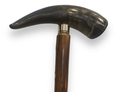 Ombrello con manopola in coda di corno bastone in legno Castagno lavorazione artigianale Ombrelli Domizio dal 1989 Made in Italy