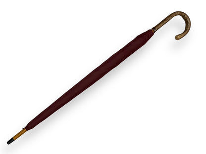 Umbrella with hazelnut wood handle, burgundy color - artisanal workmanship Domizio umbrellas since 1989