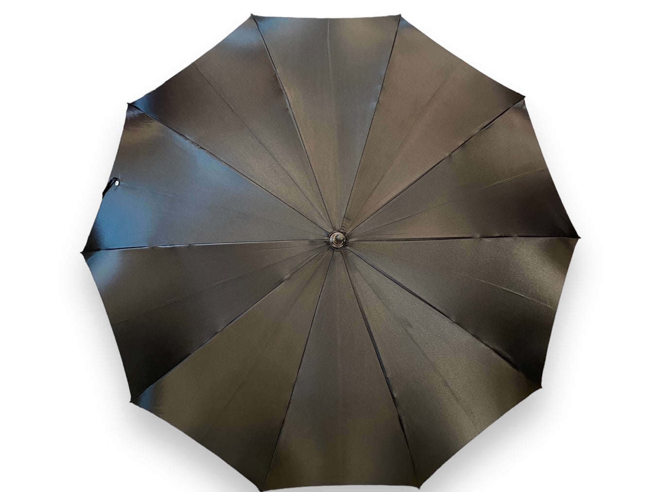 Ombrello Hickory biondo, tessuto nero lucido 10 stecche lavorazione artigianale Ombrelli Domizio dal 1989