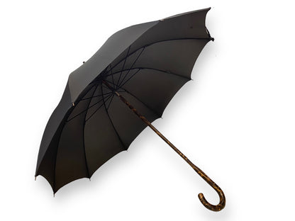 Full stick umbrella made of hickory wood 10 ribs "brindle" craftsmanship Domizio umbrellas since 1989