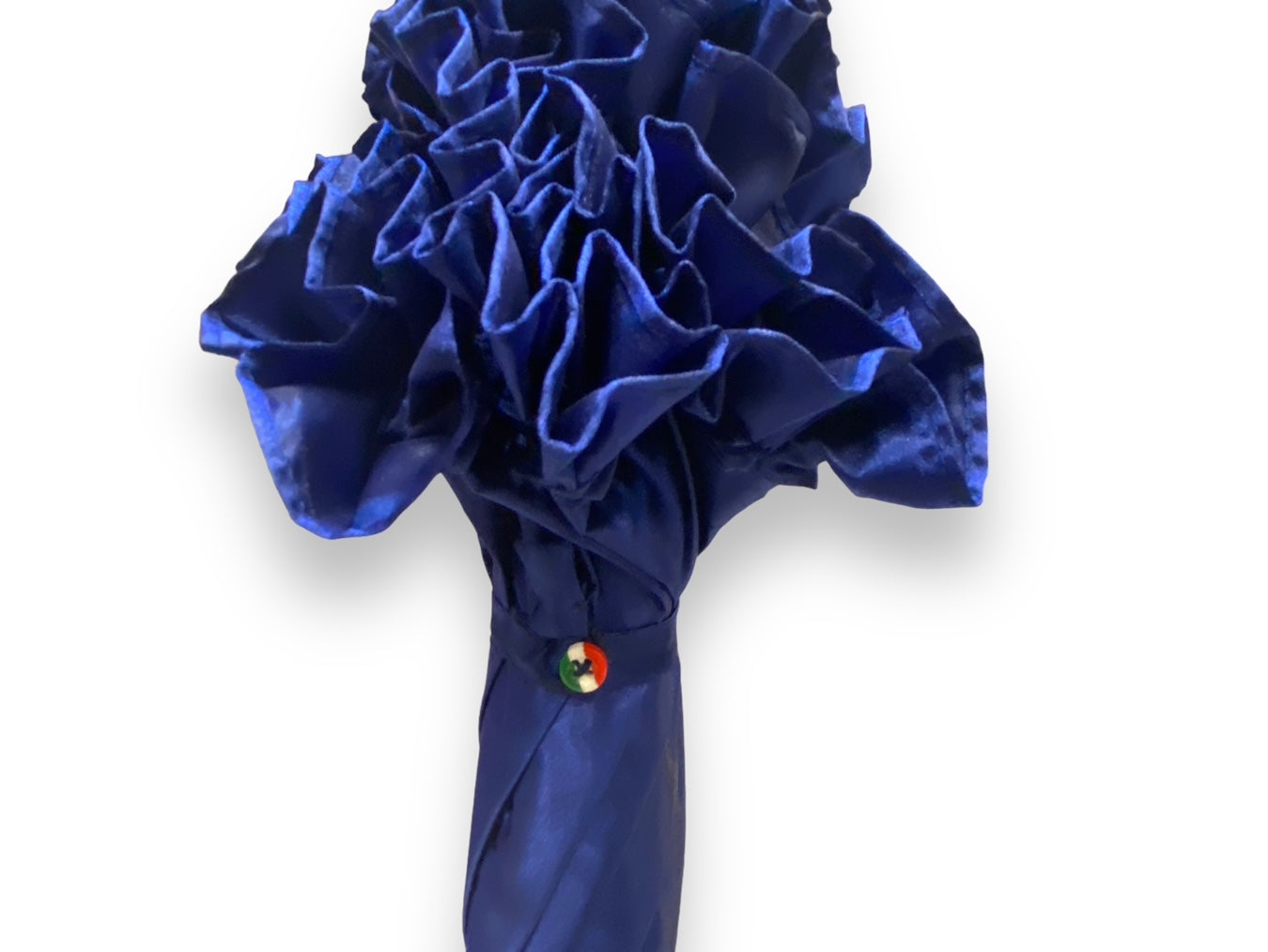 Ombrello Donna "stile 800" Colore blu lucido manico in canna di Malacca lavorazione artigianale Ombrelli Domizio dal 1989 Made in Italy