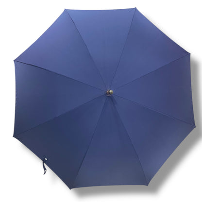 Ombrello classico manico in radice di Frassino, colore Blu lavorazione Artigianale Ombrelli Domizio dal 1989 Made in Italy