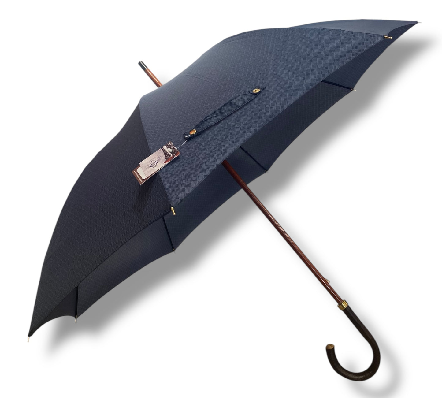 Ombrello classico manico in legno di Castagno tessuto Nylon lavorazione artigianale Ombrelli Domizio dal 1989 made in Italy F1