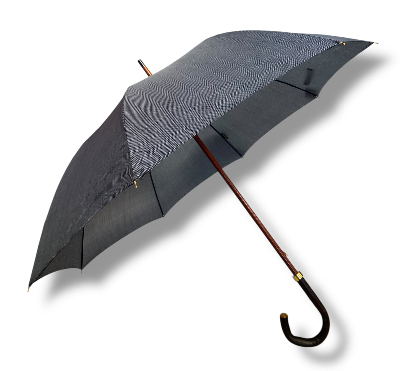 Ombrello classico manico in legno di Castagno tessuto Nylon lavorazione artigianale Ombrelli Domizio dal 1989 made in Italy F2