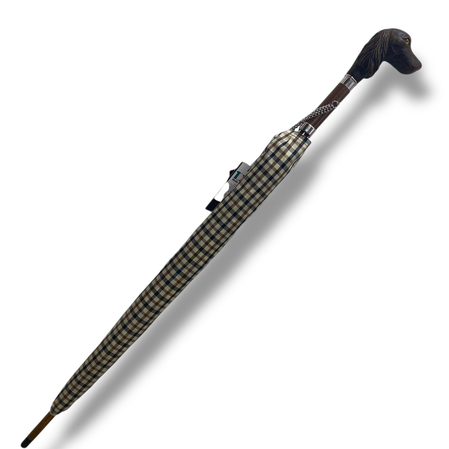 Ombrello classico Manopola in vetroresina con testina cane coker,10 Stecche Lavorazione artigianale Ombrelli Domizio dal 1989 Made in Italy